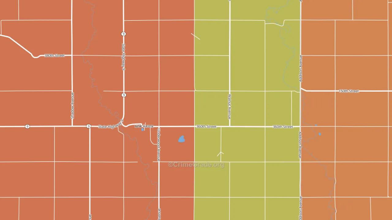 New Haven, IA Map of Murder Rates