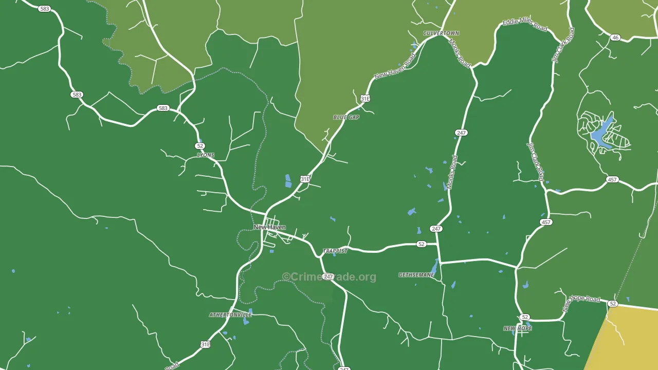 New Haven, KY Map of Murder Rates