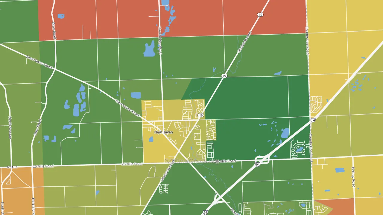 New Haven, MI Map of Murder Rates