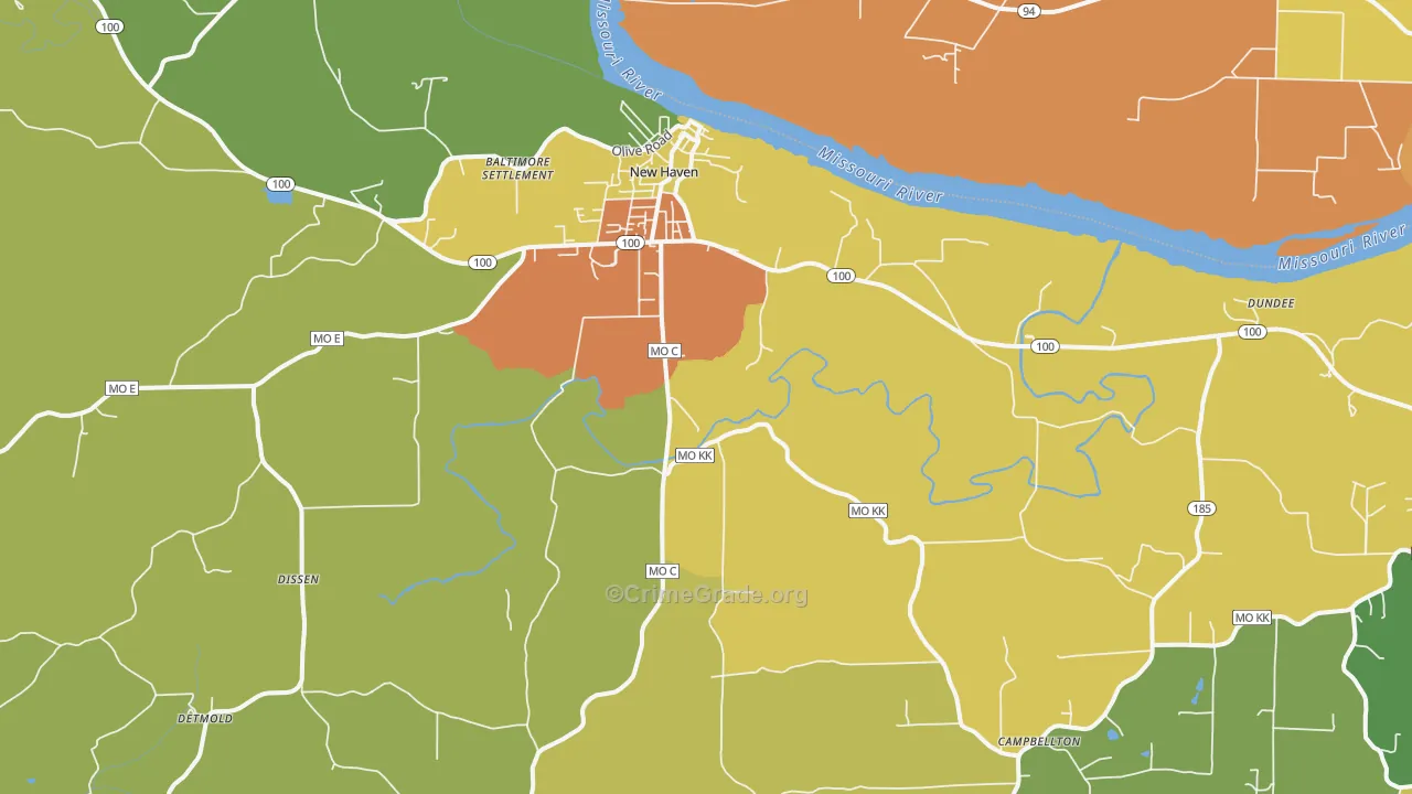 New Haven, MO Map of Murder Rates