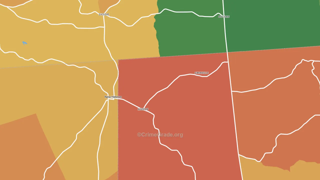 New Hebron, MS Map of Murder Rates