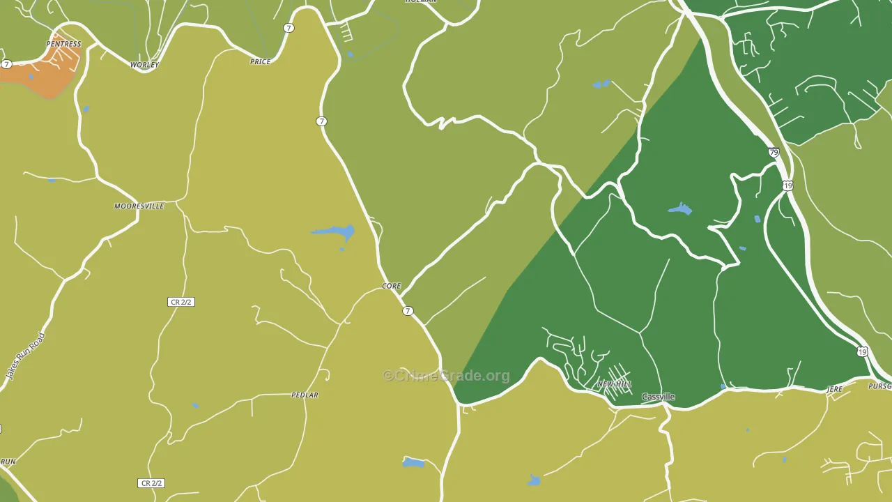 New Hill, WV Map of Murder Rates
