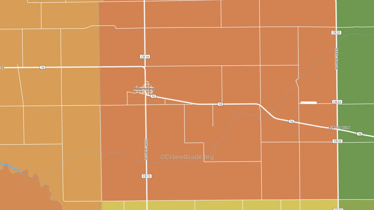 New Holland, IL Map of Murder Rates