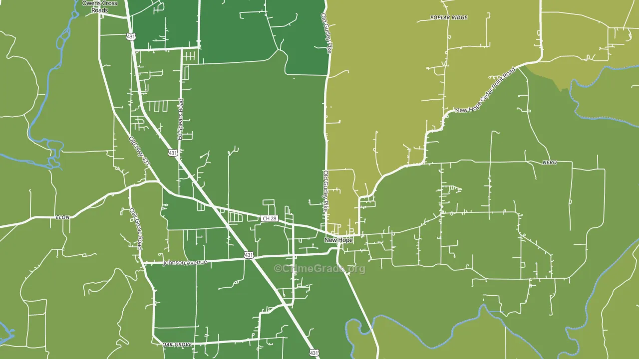 New Hope, AL Map of Murder Rates