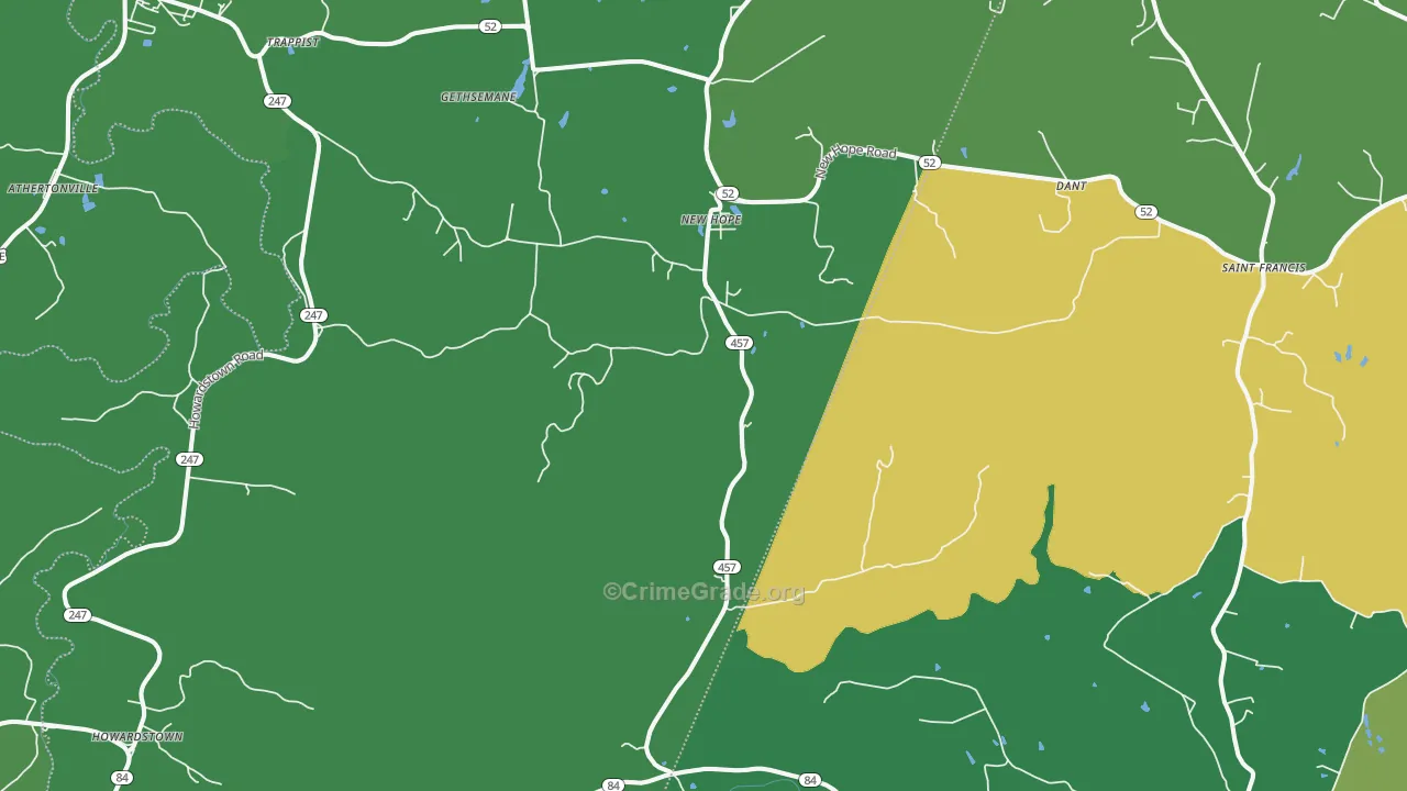 New Hope, KY Map of Murder Rates