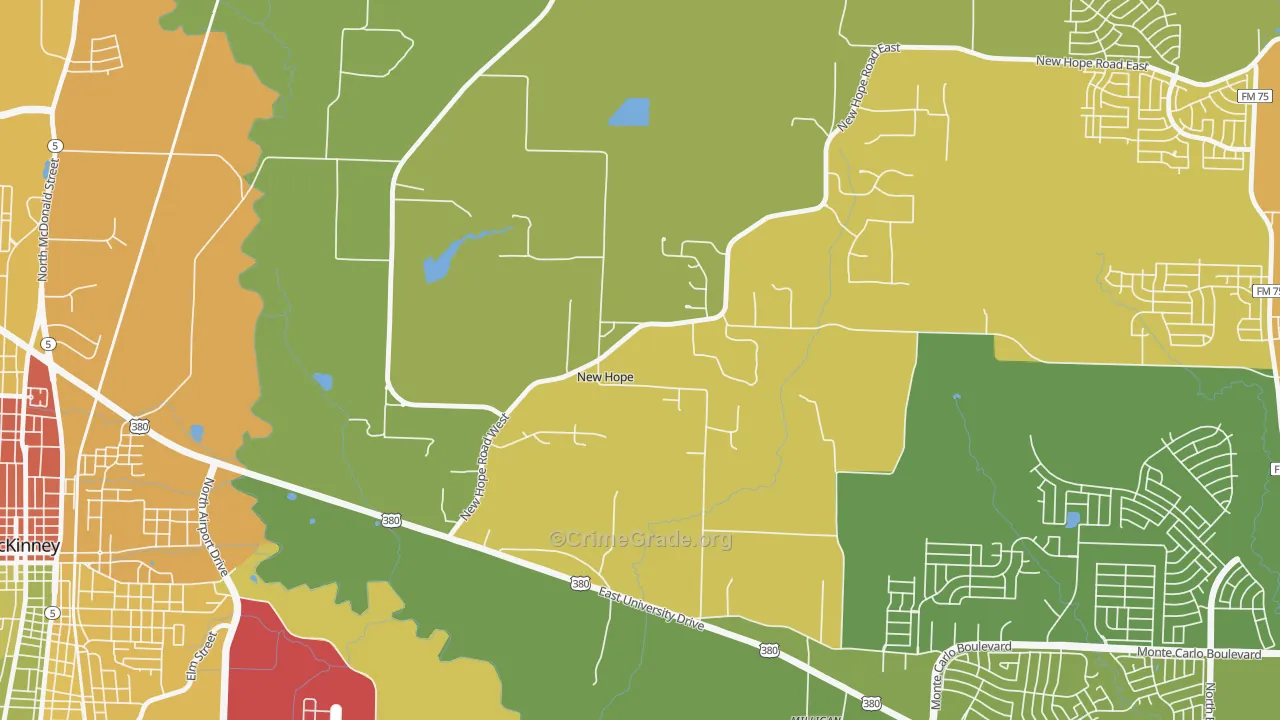 New Hope, TX Map of Murder Rates