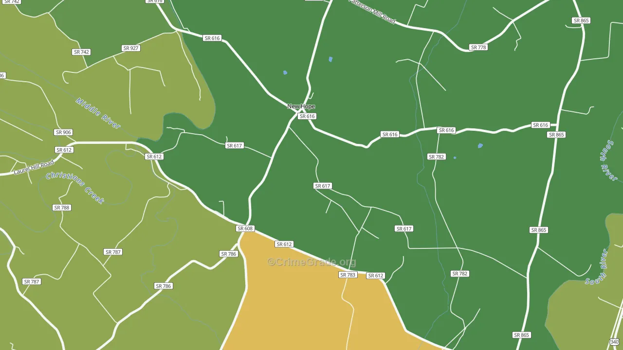 New Hope, VA Map of Murder Rates
