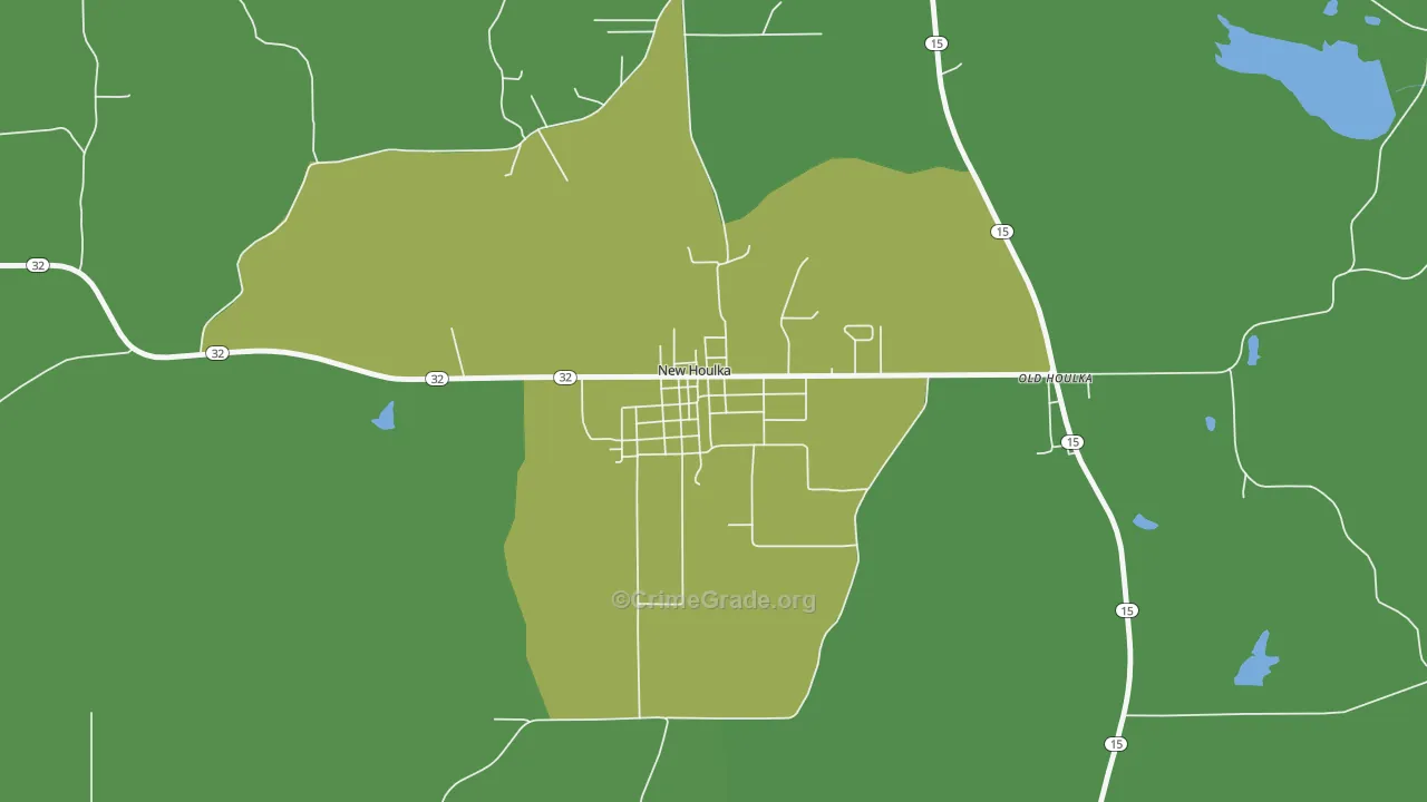 New Houlka, MS Map of Murder Rates