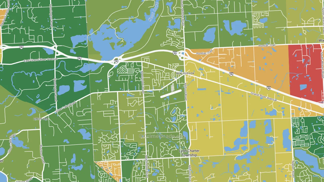 New Hudson, MI Map of Murder Rates
