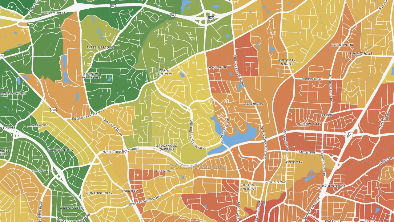 New Irving Park, Greensboro, NC Map of Murder Rates