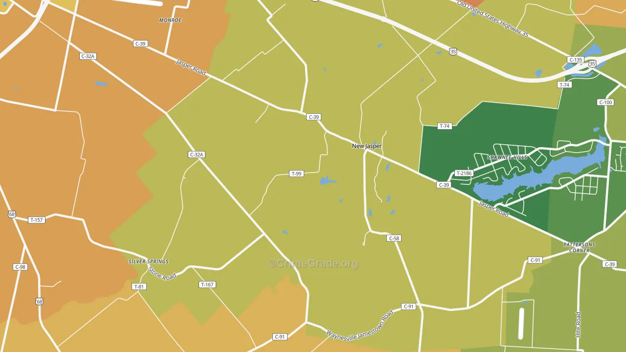 New Jasper, OH Map of Murder Rates