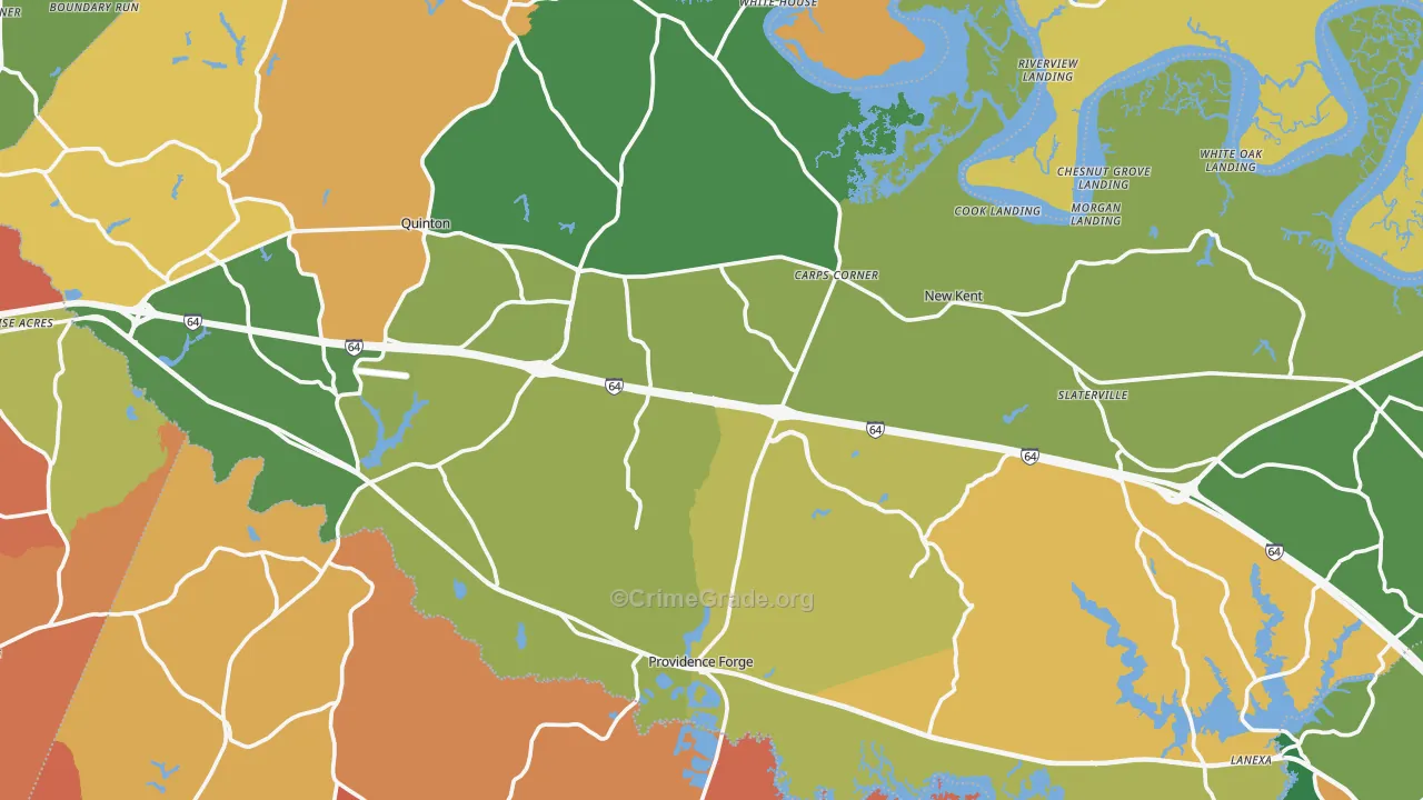New Kent County, VA Map of Murder Rates