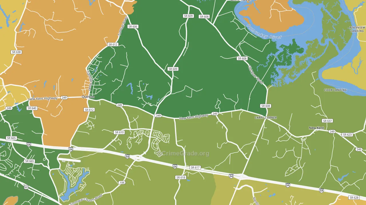 New Kent, VA Map of Murder Rates