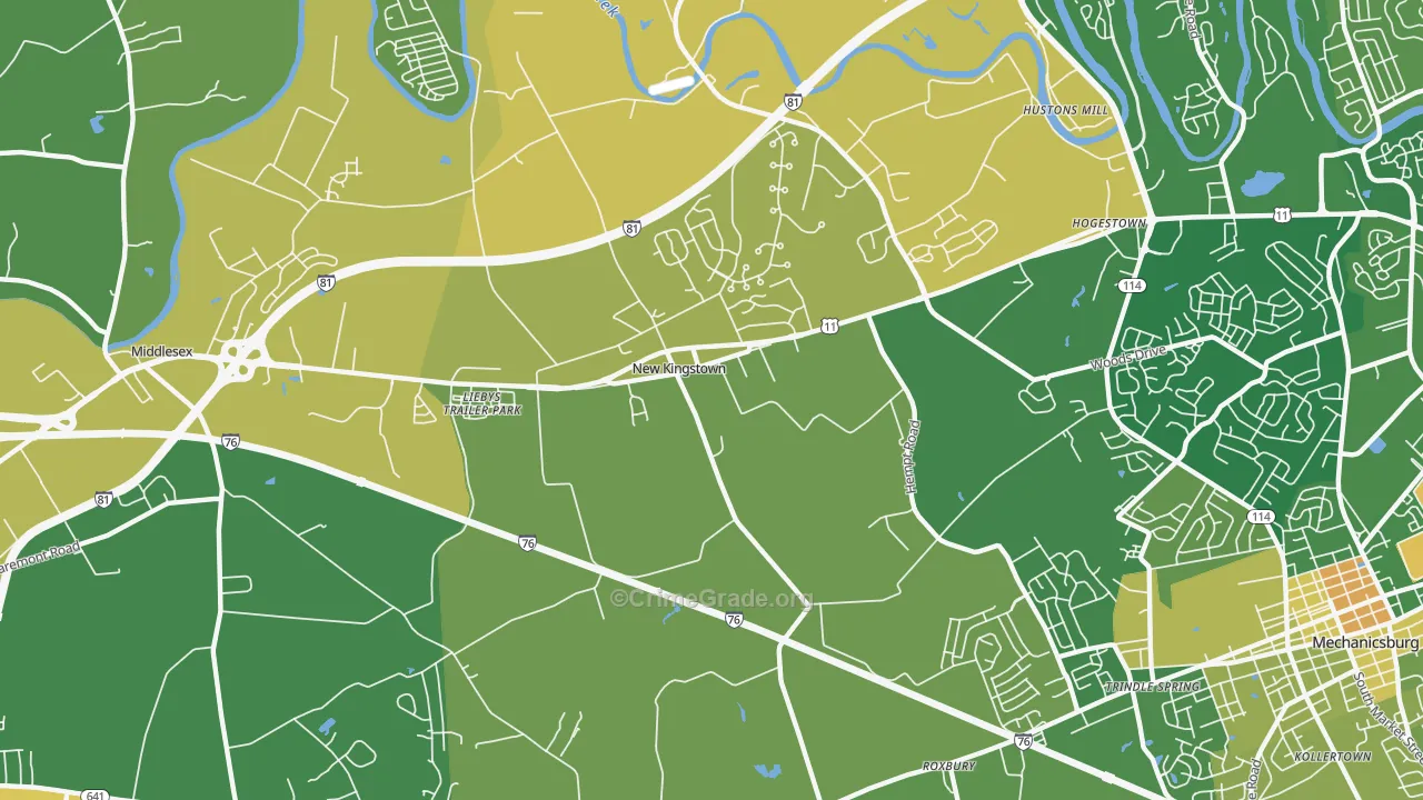 New Kingstown, PA Map of Murder Rates