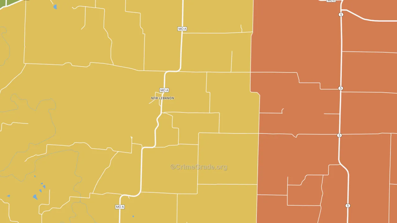 New Lebanon, MO Map of Murder Rates