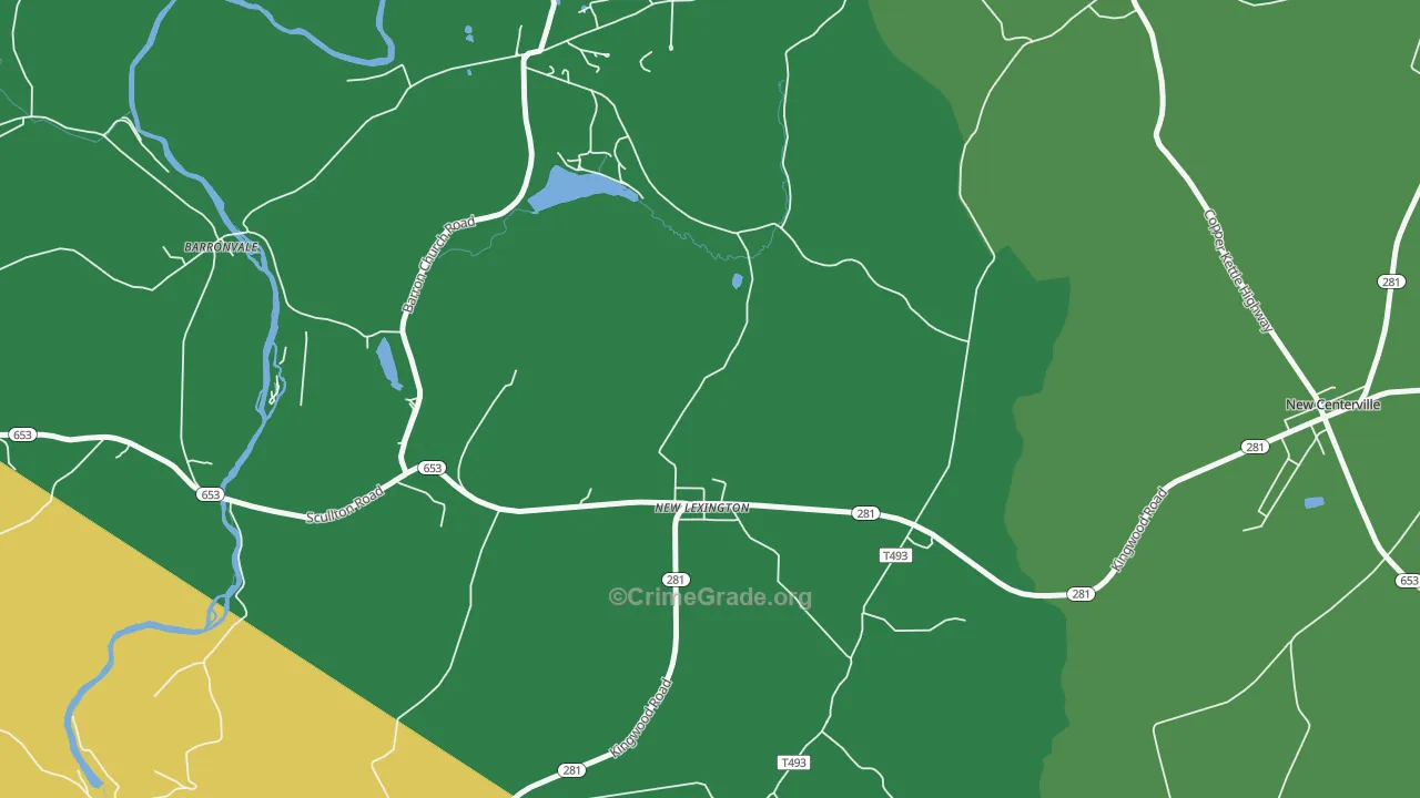 New Lexington, PA Map of Murder Rates