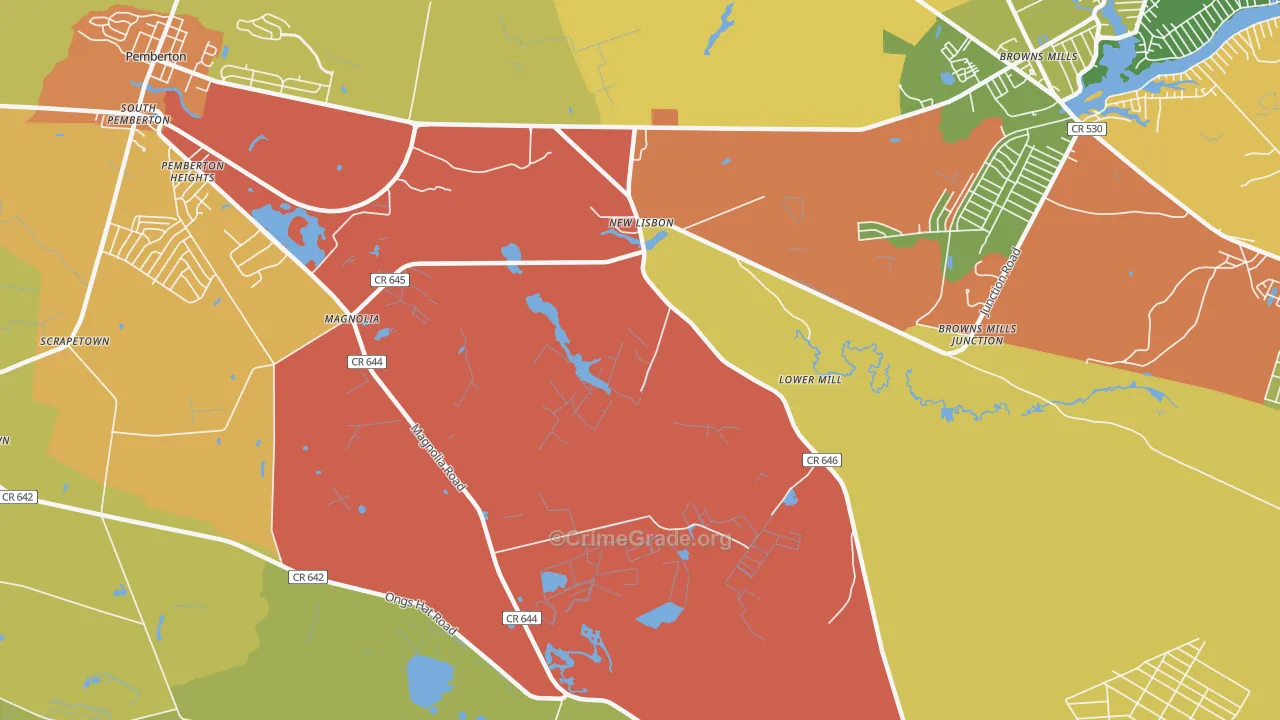 New Lisbon, NJ Map of Murder Rates