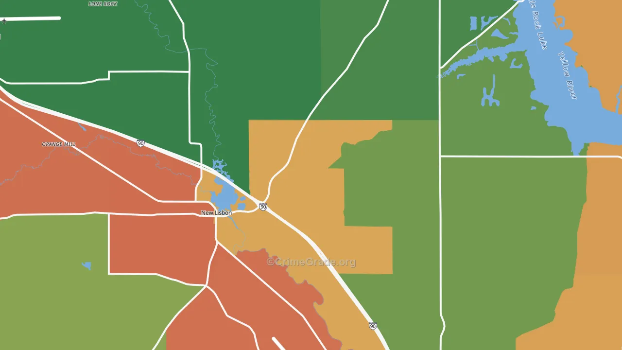 New Lisbon, WI Map of Murder Rates