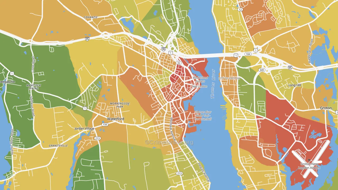 New London, CT Map of Murder Rates
