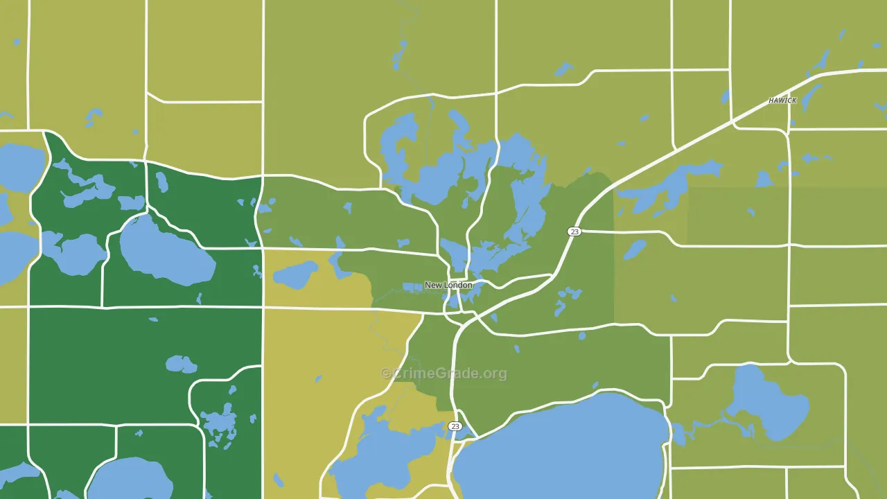 New London, MN Map of Murder Rates