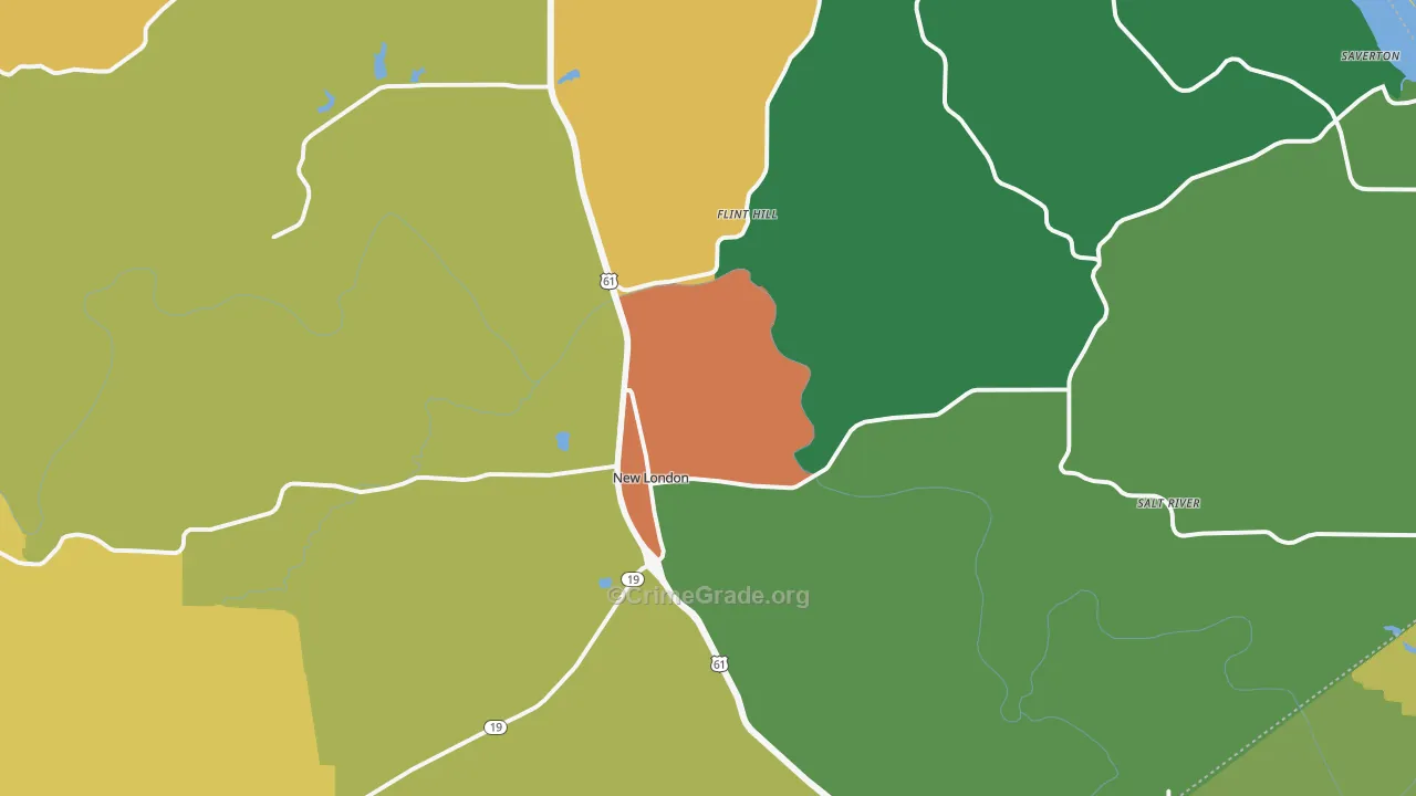 New London, MO Map of Murder Rates