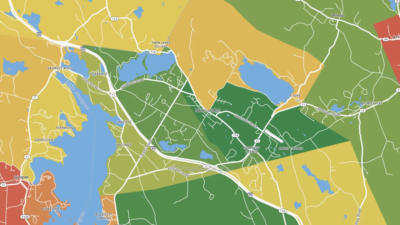 New London, NH Map of Murder Rates