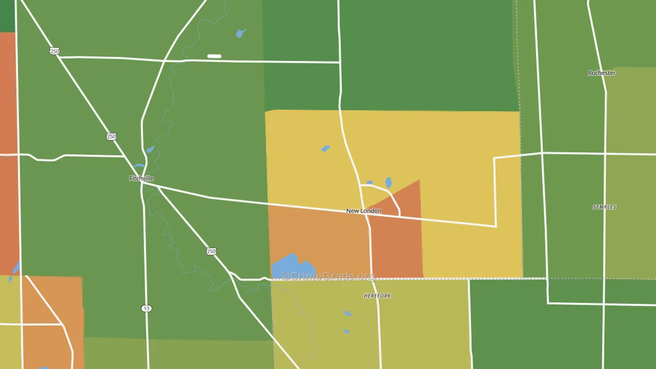 New London, OH Map of Murder Rates