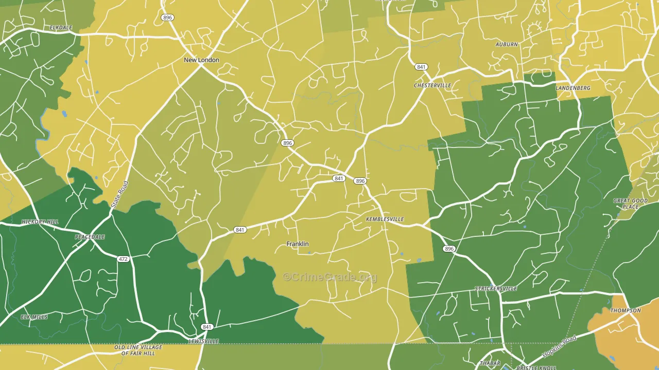 New London, PA Map of Murder Rates