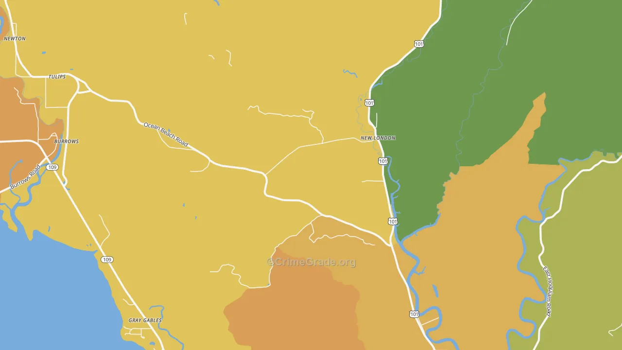 New London, WA Map of Murder Rates