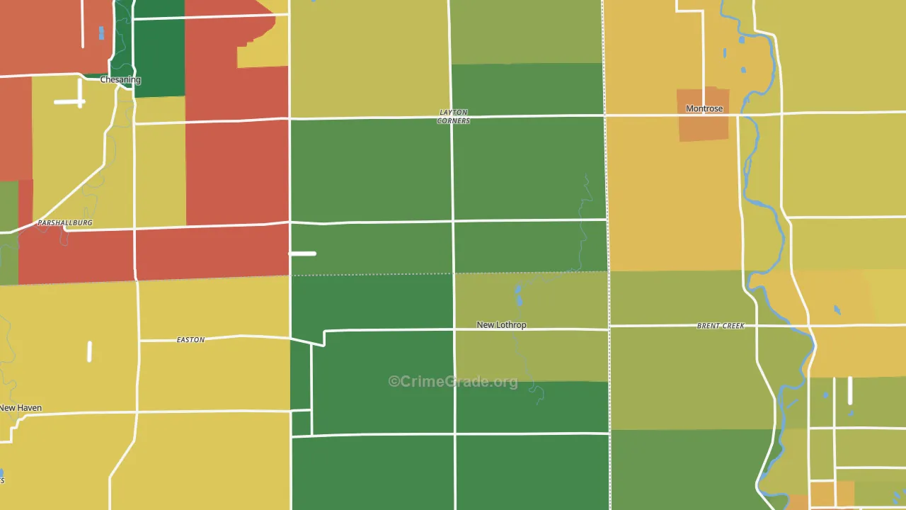 New Lothrop, MI Map of Murder Rates