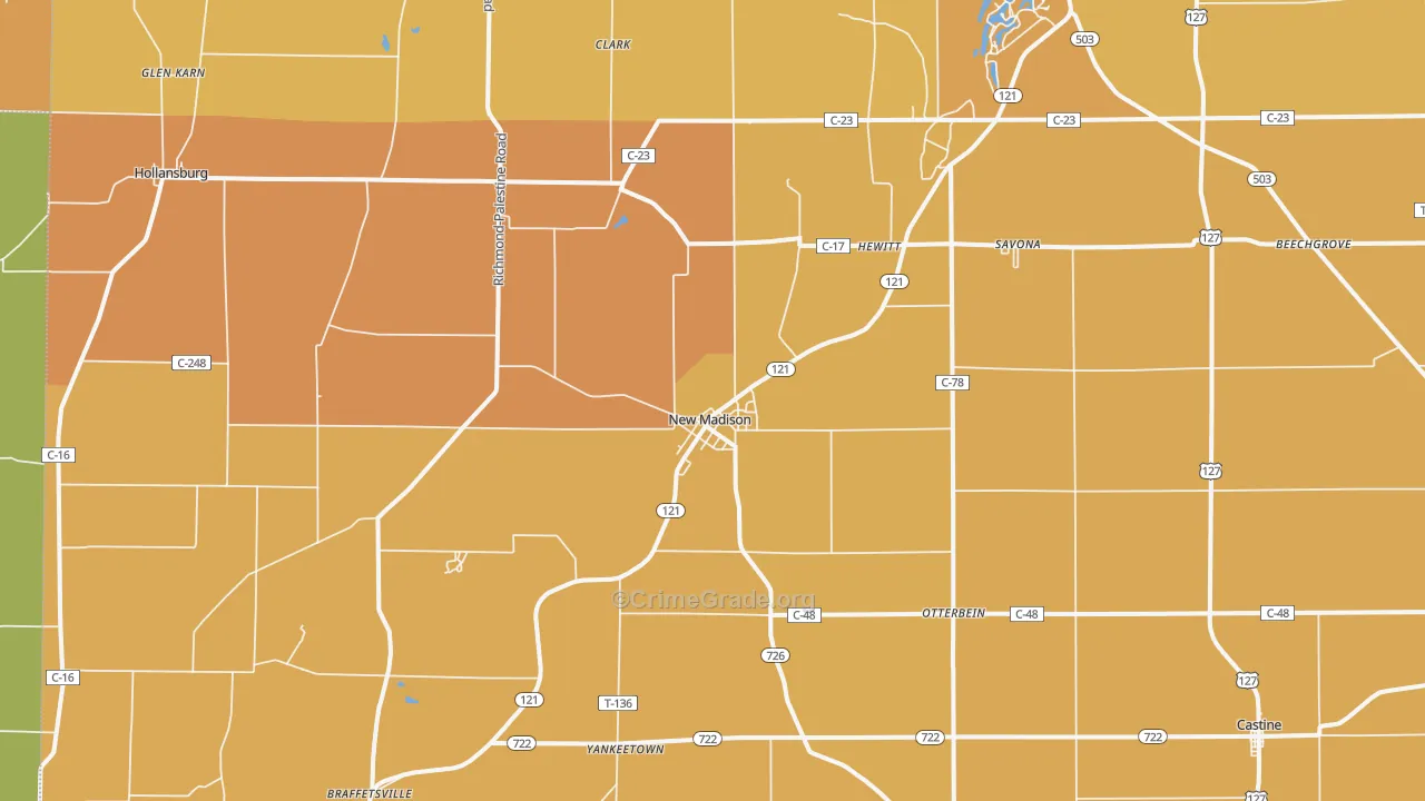 New Madison, OH Map of Murder Rates