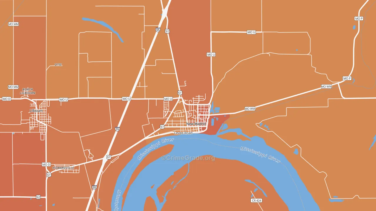 New Madrid, MO Map of Murder Rates