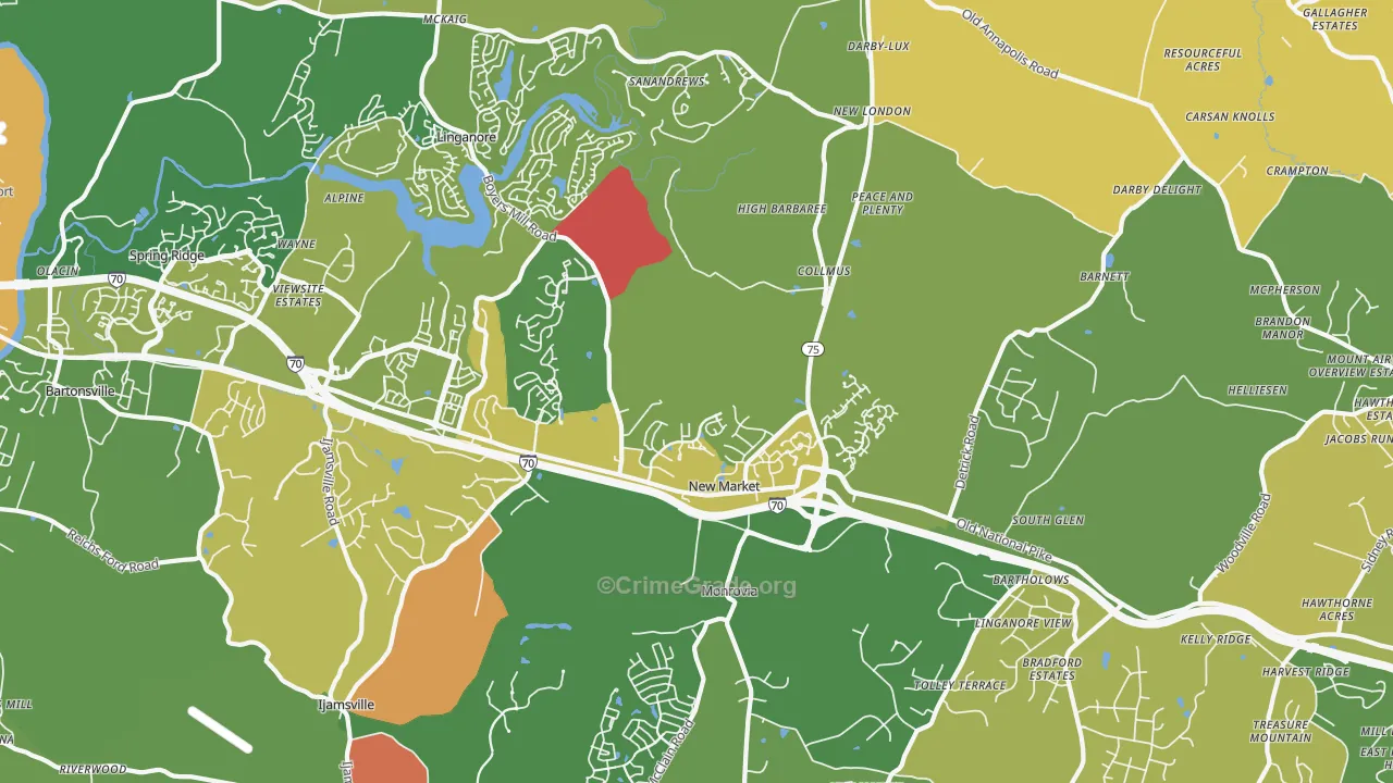 New Market, MD Map of Murder Rates