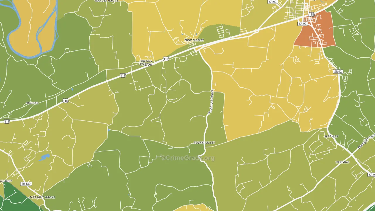 New Market, TN Map of Murder Rates