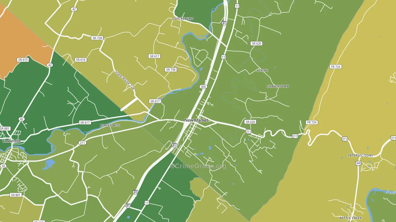 New Market, VA Map of Murder Rates