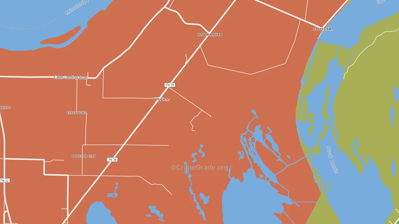 New Markham, TN Map of Murder Rates