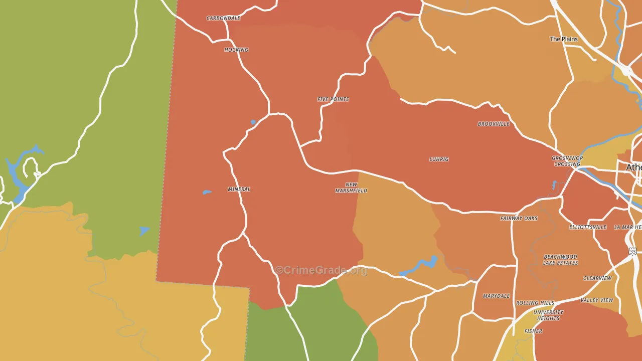 New Marshfield, OH Map of Murder Rates