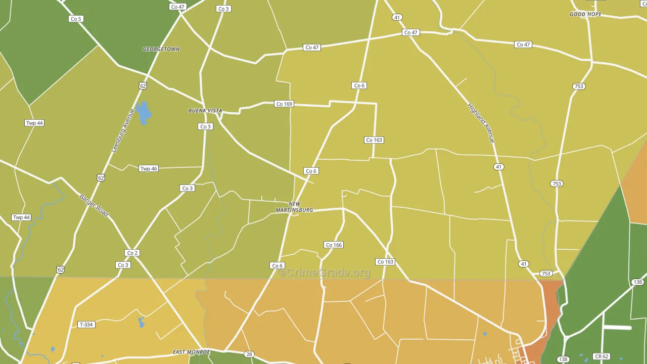 New Martinsburg, OH Map of Murder Rates