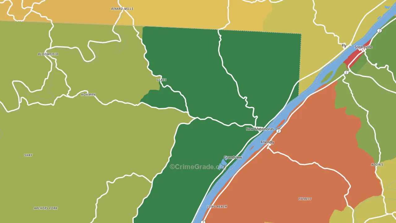New Matamoras, OH Map of Murder Rates