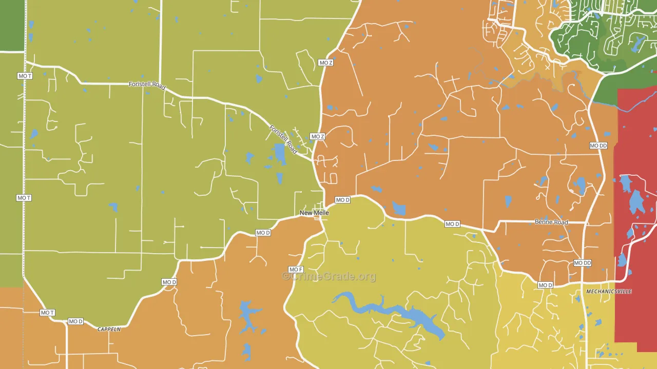New Melle, MO Map of Murder Rates