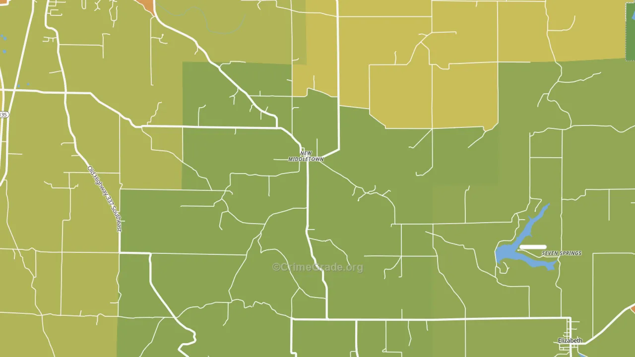 New Middletown, IN Map of Murder Rates