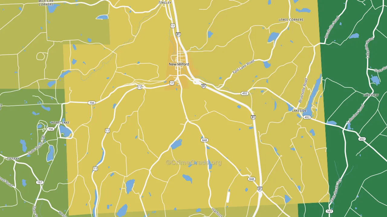 New Milford, PA Map of Murder Rates