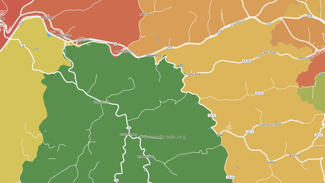 New Milton, WV Map of Murder Rates