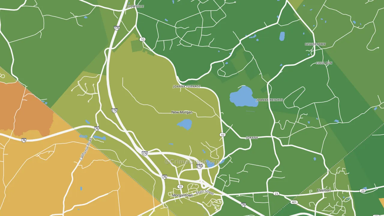 New Morgan, PA Map of Murder Rates