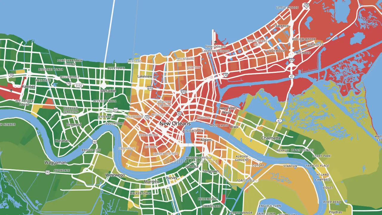 New Orleans, LA Map of Murder Rates
