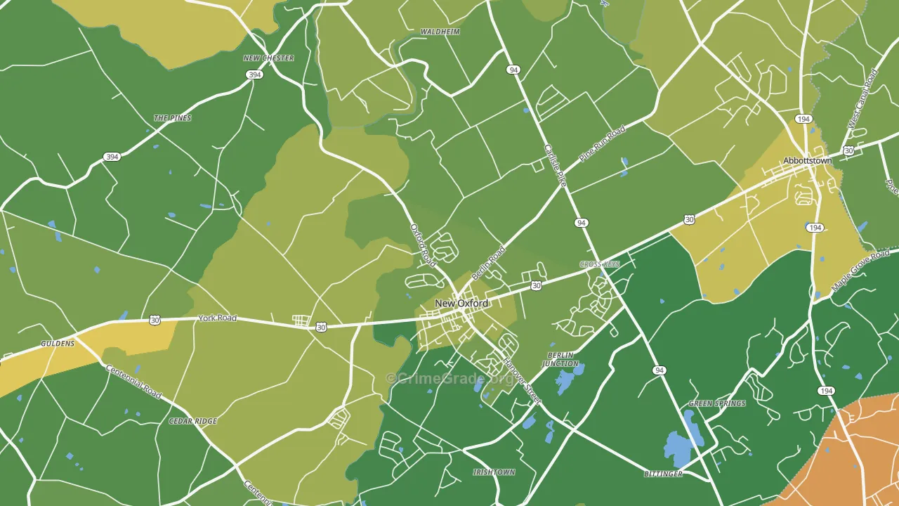 New Oxford, PA Map of Murder Rates