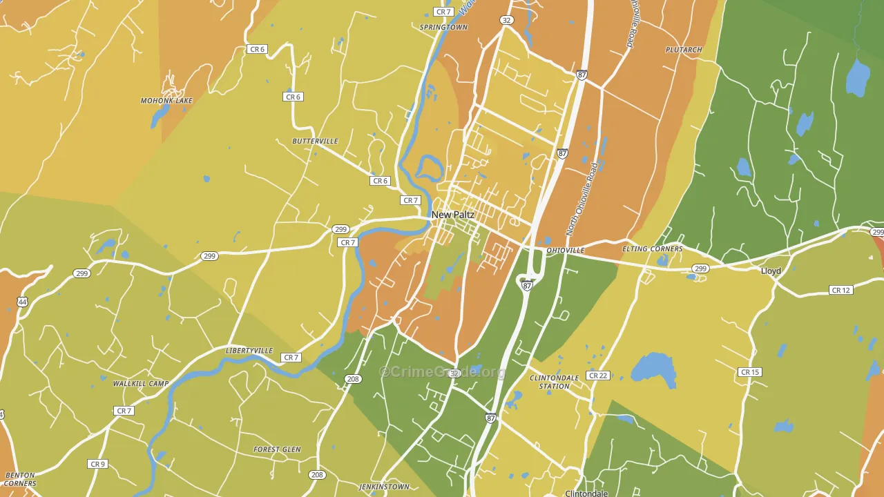 New Paltz, NY Map of Murder Rates