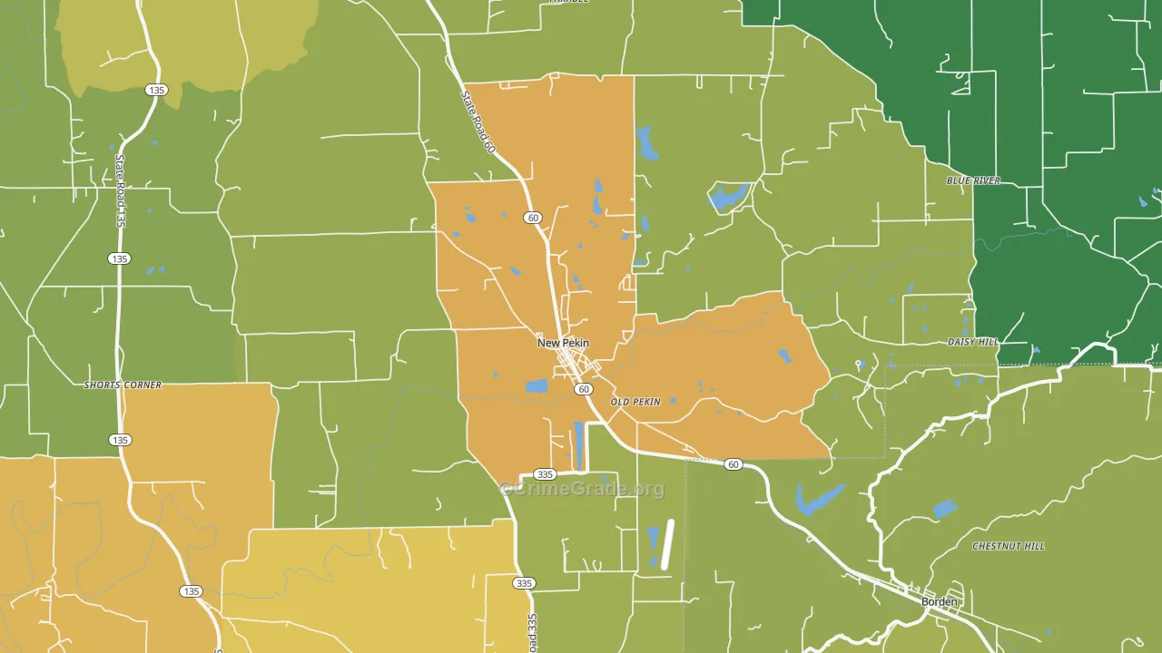 New Pekin, IN Map of Murder Rates
