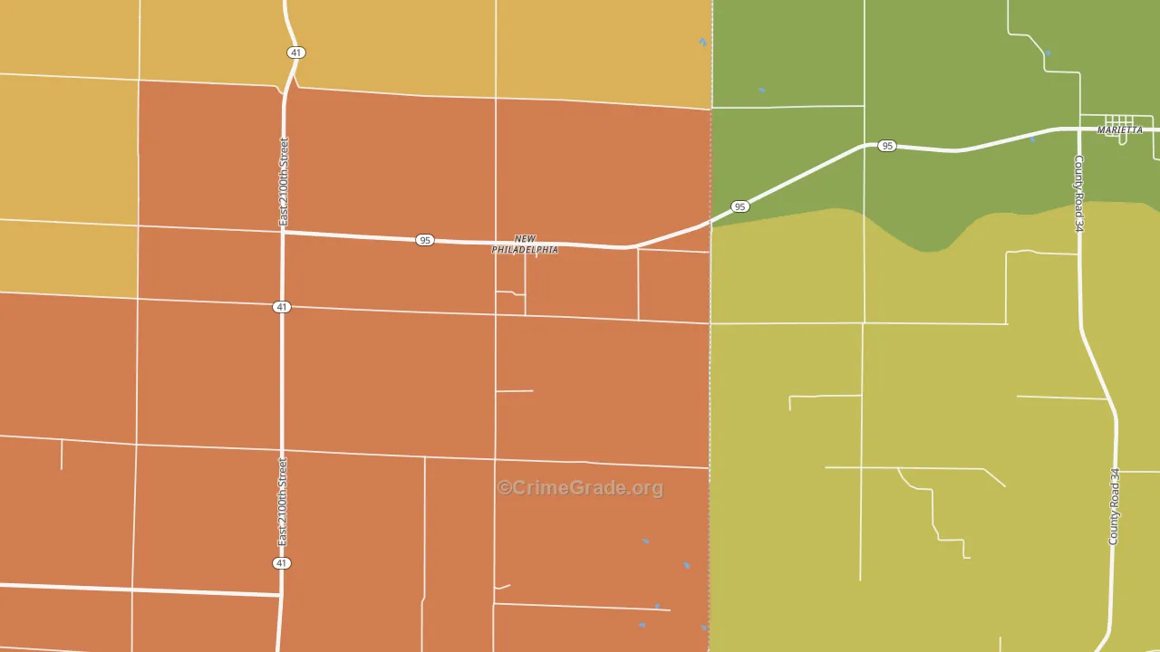New Philadelphia, IL Map of Murder Rates