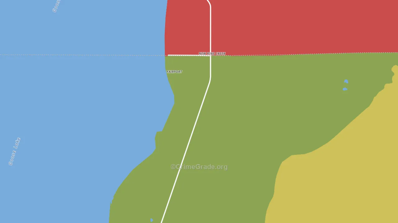 New Pine Creek, CA Map of Murder Rates